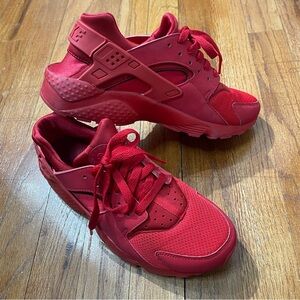 Nike Huarache Run GS 7Y University Red Triple Red Sneakers 654275-600